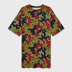 Платье-футболка 3D с принтом Модный Цветной Камуфляж в Екатеринбурге,  |  | camouflage | military | армия | боец | ввс | вдв | вмф | военный камуфляж | воин | война | гру | десантник | дшб | камуфляж | кгб | маскировка | масхалат | мвд | милитари | мчс | омон | охота | охрана | патриот | пво