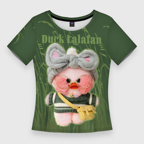 Женская футболка 3D Slim с принтом Duck Lalafan  утёнок Лалафан в Екатеринбурге,  |  | duck | korean | lalafanfan | rosy cheeks | soft | toy | игрушка | корейская | круглые очки | лалафан | лалафанфан | мягкая | розовые щёки | утка