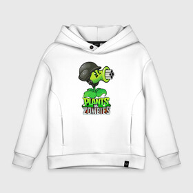 Детское худи Oversize хлопок с принтом Plants vs. Zombies Горохомёт в Екатеринбурге, френч-терри — 70% хлопок, 30% полиэстер. Мягкий теплый начес внутри —100% хлопок | боковые карманы, эластичные манжеты и нижняя кромка, капюшон на магнитной кнопке | Тематика изображения на принте: plants vs zombies | горохомёт | зомби | игра | компьютерная игра | против | растения | растения против зомби