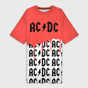 Платье-футболка 3D с принтом ac dc rock в Екатеринбурге,  |  | ac dc | acdc | back in black | bon scott | columbia | epic | hard rock | hells bells | highway to hell | live | metallica | rock | shoot to thrill | thunderstruck | you shook me all night long