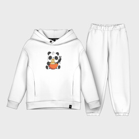 Детский костюм хлопок Oversize с принтом Cute Panda Eating Ramen в Екатеринбурге,  |  | anime | food | kawaii | аниме | еда | звери | китай | лапша | милый | мимими | панда | рамен | япония