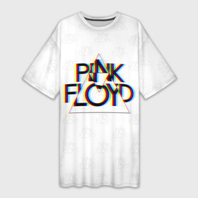 Платье-футболка 3D с принтом PINK FLOYD LOGO  ПИНК ФЛОЙД ГЛИТЧ в Екатеринбурге,  |  | pink floyd | артрок | глитч | группа | музыка | пинк флойд | прогрессивный рок | протопрог | психоделический рок | рок | рок группа | спейсрок | эйсидрок | экспериментальный рок