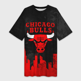 Платье-футболка 3D с принтом Chicago Bulls, Чикаго Буллз Город в Екатеринбурге,  |  | bulls | chicago | chicago bulls | nba | баскетбол | буллз | город | нба | чикаго | чикаго буллз