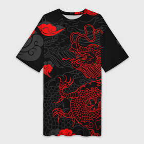 Платье-футболка 3D с принтом Дракон  Китайский дракон в Екатеринбурге,  |  | Тематика изображения на принте: chinese dragon | dhina dragon | dragon | азиатский дракон | восточный дракон | дракон | китайские драконы | китайский дракон | красный дракон | облака | традиционный китайский дракон | японский дракон
