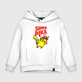 Детское худи Oversize хлопок с принтом SUPER PIKA BROS. СУПЕР ПИКА, ПИКАЧУ в Екатеринбурге, френч-терри — 70% хлопок, 30% полиэстер. Мягкий теплый начес внутри —100% хлопок | боковые карманы, эластичные манжеты и нижняя кромка, капюшон на магнитной кнопке | go | pika | pika pika | pikachu | pokemon | го | пика | пика пика | пикачу | пикачю | покемон | покемоны