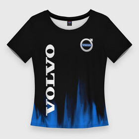 Женская футболка 3D Slim с принтом Volvo синий огонь в Екатеринбурге,  |  | auto | volvo | авто | автомобиль | бренд | вольво | марка | машины