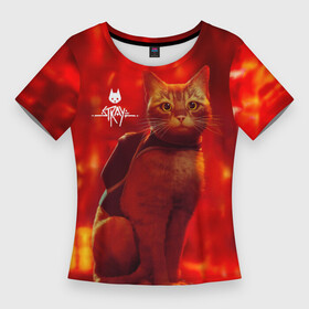 Женская футболка 3D Slim с принтом The Stray  Кот бродяга в огненных тонах в Екатеринбурге,  |  | b 12 | cat | kitty | stray | б 12 | бродяга | бэ 12 | кот | стрей | стрэй