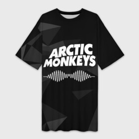 Платье-футболка 3D с принтом Arctic Monkeys Серая Геометрия в Екатеринбурге,  |  | arctic | monkeys | rock | алекс тёрнер | арктик | группа | группы | джейми кук | инди | манкиз | музыка | мэтт хелдерс | ник омэлли | постпанк | рок