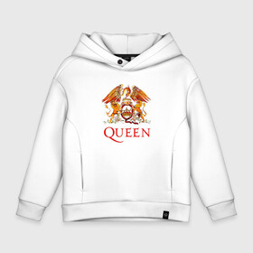 Детское худи Oversize хлопок с принтом Queen, логотип в Екатеринбурге, френч-терри — 70% хлопок, 30% полиэстер. Мягкий теплый начес внутри —100% хлопок | боковые карманы, эластичные манжеты и нижняя кромка, капюшон на магнитной кнопке | queen | quen | rock | брайан мэи | группа queen | группа квин | джон дикон | квин | королева | король | роджер тейлор | рок | фредди меркьюри