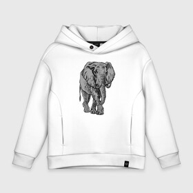 Детское худи Oversize хлопок с принтом Огромный могучий слон в Екатеринбурге, френч-терри — 70% хлопок, 30% полиэстер. Мягкий теплый начес внутри —100% хлопок | боковые карманы, эластичные манжеты и нижняя кромка, капюшон на магнитной кнопке | ears | elephant | giant | tusks | бивни | гигант | слон | уши