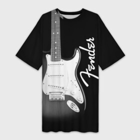 Платье-футболка 3D с принтом FENDER guitar  ФЕНДЕР гитара в Екатеринбурге,  |  | acoustic | fender | guitar | music | rock | stratocaster | telecaster | акустика | гитара | звук | музыка | рок | струны | телекастер | фендер | электрогитара
