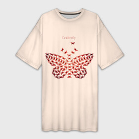 Платье-футболка 3D с принтом Batterfly красная в Екатеринбурге,  |  | batterfly | бабочка | девушкам | женщинам | лето | настроение