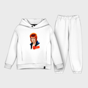 Детский костюм хлопок Oversize с принтом David Bowie | Blue Jacket в Екатеринбурге,  |  | 70е | bowie | david bowie | roc n roll | starman | ziggy stardust | боуи | дэвид боуи | зигги стардаст | музыка | рок н ролл | стармэн