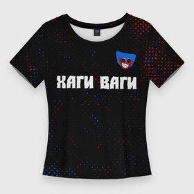 Женская футболка 3D Slim с принтом ХАГИ ВАГИ (Улыбается) в Екатеринбурге,  |  | head | huggy | hugy | logo | playtime | poppy | wuggy | wugy | ваги | голова | гранж | игра | игры | лицо | лого | плейтайм | поппи | рожица | символ | ужасы | хаги | хаги ваги