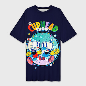 Платье-футболка 3D с принтом Cuphead Show  Шоу чашека в Екатеринбурге,  |  | cuphead | cuphead show | капхед | капхед и магмен | капхед шоу | кружек | магмен | чашек | шоу капхед | шоу чашека | шоу чашечка | шоу чашка