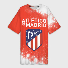 Платье-футболка 3D с принтом ATLETICO MADRID  Брызги в Екатеринбурге,  |  | atletico | club | footbal | logo | madrid | paint | атлетико | брызги | знак | клуб | краска | логотип | логотипы | мадрид | символ | символы | форма | футбол | футбольная | футбольный