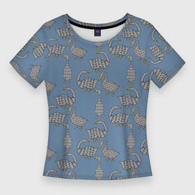 Женская футболка 3D Slim с принтом Графические гуси паттерн в Екатеринбурге,  |  | водоплавающие | графика | графический | гусеобразные | гуси | охота | охотник | паттерн | природа | птицы | селезень | турист | утки