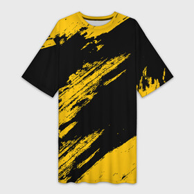 Платье-футболка 3D с принтом BLACK AND YELLOW GRUNGE  ГРАНЖ в Екатеринбурге,  |  | abstract | black and yellow grunge | grunge | texture | абстракция | грандж | гранж | текстура