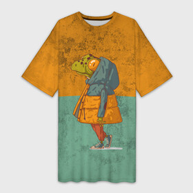 Платье-футболка 3D с принтом Лягушка модник  Frog в Екатеринбурге,  |  | бесхвостые | голиаф | древесница | земноводное | квакуша | квакушка | квакша | лиопельма | лягва | лягуха | лягушач | лягушечка | лягушка | лягушкаквакушка | лягушки | модник | нототрема | пипа