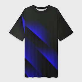 Платье-футболка 3D с принтом Blue Fade  3D (Синий градиент) в Екатеринбурге,  |  | 0x000000123 | 3d | fade | абстрактный рисунок | градиент | заливка | линии | неон | полосы | текстиль | текстура