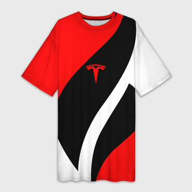 Платье-футболка 3D с принтом TELSA MOTORS  RED в Екатеринбурге,  |  | brand | car | cybertruck | elon mask | logo | model 3 | model s | model x | model y | red | tesla | tesla motors | tesla roadster | tesla semi | абстр | авто | бренд | геометрия | илон | илон маск | кибертрак | красный | лого | маск | машина