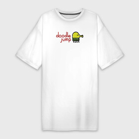 Платье-футболка хлопок с принтом Doodle Jump classic в Екатеринбурге,  |  | doodle | doodle jump | game | jump | видеоигра | дудлик | игра | игры | каракуля | мобилка | мобильная игра | платформер