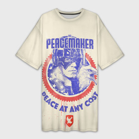 Платье-футболка 3D с принтом Peacemaker. Мир любой ценой в Екатеринбурге,  |  | dc | peace | peacemaker | джон сина | кристофер смит | мир | миротворец | орел | орлик | пацифист | суперзлодей