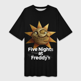 Платье-футболка 3D с принтом Five Nights at Freddy s: Security Breach Воспитатель (Daycare Attendant) в Екатеринбурге,  |  | 5 ночей с фредди | daycare attendant | five nights at freddys | аниматроники | воспитатель | игра | компьютерная игра | солнце | фредди | фреди