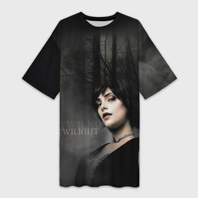 Платье-футболка 3D с принтом Alice Cullen в Екатеринбурге,  |  | вампир | девушка | дым | лет | надпись | персонаж | сумерки | туман | элис