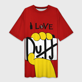 Платье-футболка 3D с принтом I LOVE DUFF Симпсоны, Simpsons в Екатеринбурге,  |  | bart | beer | duff | homer | simpson | simpsons | алкаш | барт | барт симпсон | бир | гомер | гомер симпсон | дафф | лиза | напитки | пенное | прикол | симпсон | симпсоны | смешная надпись | цитата | юмор
