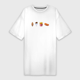 Платье-футболка хлопок с принтом Разный фастфуд в Екатеринбурге,  |  | вкусно | вкусняшки | диета | еда | обед | питание | поесть | фастфуд