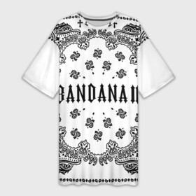 Платье-футболка 3D с принтом BANDANA 2 (Бандана 2) Кизару Биг Бейби Тейп Белый в Екатеринбурге,  |  | 2 | bandana | benzo | big baby | gang | grunge | hiphop | kizaru | music | rap | tape | trash | альбом | бандана | бандана 2 | бензо | биг бейби | генг | гранж | знак | кизару | музыка | надпись | реп | рэп | символ | тейп | треш | хипхоп