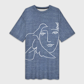 Платье-футболка 3D с принтом Лицо Мира Пабло Пикассо 3D в Екатеринбурге,  |  | no war | peace | голубь | за мир | лицо | мир | мира | нет войне | пабло пикассо | пикассо