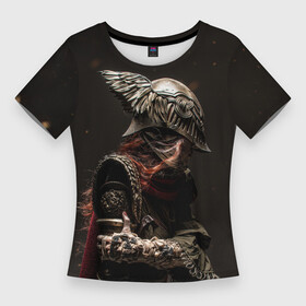 Женская футболка 3D Slim с принтом Воин Мелина в Екатеринбурге,  |  | воин в доспехах | воин мелина | девушка | мелина | персонаж | рисунок | рыцарь