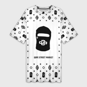 Платье-футболка 3D с принтом Узор White Dope Ski Mask (Dope Street Market) в Екатеринбурге,  |  | балаклава | модные | узор | хайп | шмот