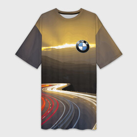Платье-футболка 3D с принтом BMW  Night route в Екатеринбурге,  |  | bmw | germany | night | prestige | route | бмв | германия | ночь | престиж | трасса