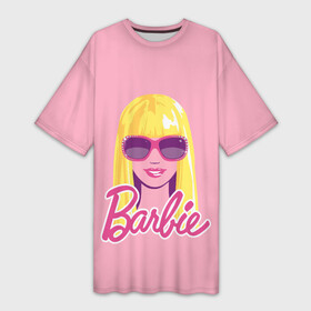 Платье-футболка 3D с принтом Barbie Sunglasses в Екатеринбурге,  |  | barbara | barbie | beauty | doll | girl | idol | perfect | pink | pop | toy | usa | woman | барбара | барби | девушка | игрушка | кукла | попидол | розовый | силуэт | сша