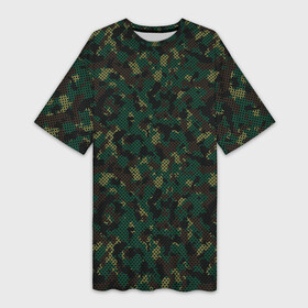 Платье-футболка 3D с принтом Тёмно Зелёный Сеточный Камуфляж в Екатеринбурге,  |  | camouflage | military | армия | боец | ввс | вдв | вмф | военный камуфляж | воин | война | гру | десантник | дшб | камуфляж | кгб | маскировка | масхалат | мвд | милитари | мчс | омон | охота | охрана | патриот | пво