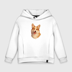 Детское худи Oversize хлопок с принтом Corgi Portrait в Екатеринбурге, френч-терри — 70% хлопок, 30% полиэстер. Мягкий теплый начес внутри —100% хлопок | боковые карманы, эластичные манжеты и нижняя кромка, капюшон на магнитной кнопке | dog | добрый | кинолог | корги | лапочка | милый | пес | порода | портрет | рыжий | собака | щенок