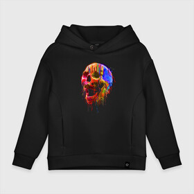 Детское худи Oversize хлопок с принтом Color skull   Neon   Fashion в Екатеринбурге, френч-терри — 70% хлопок, 30% полиэстер. Мягкий теплый начес внутри —100% хлопок | боковые карманы, эластичные манжеты и нижняя кромка, капюшон на магнитной кнопке | color | fashion | jaw | neon | skull | мода | неон | пасть | цвет | череп