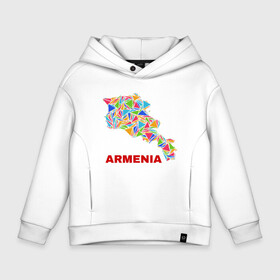 Детское худи Oversize хлопок с принтом Armenian Color в Екатеринбурге, френч-терри — 70% хлопок, 30% полиэстер. Мягкий теплый начес внутри —100% хлопок | боковые карманы, эластичные манжеты и нижняя кромка, капюшон на магнитной кнопке | Тематика изображения на принте: armenia | армения | армяне | армянин | ереван | казказ | карта | ссср | страна | турист | флаг