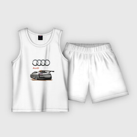 Детская пижама с шортами хлопок с принтом Audi  Racing team в Екатеринбурге,  |  | audi | car | motorsport | power | racing | автомобиль | автоспорт | ауди | гонка | мощь