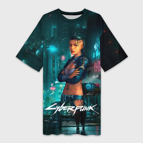 Платье-футболка 3D с принтом Vi cyberpunk2077 Ви в Екатеринбурге,  |  | 2077 | cyberpunk | cyberpunk 2077 | judy | night city | vi | ви | джуди | жуди | кибер | киберпанк | найтсити | панк