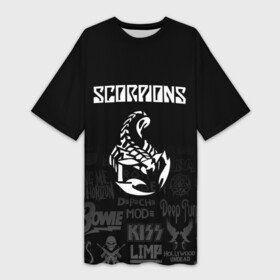 Платье-футболка 3D с принтом Scorpions логотипы рок групп в Екатеринбурге,  |  | Тематика изображения на принте: scorpions | группа | клаус майне | маттиас ябс | микки ди | павел мончивода | рудольф шенкер | скорпион | скорпионс | хард | хардрок