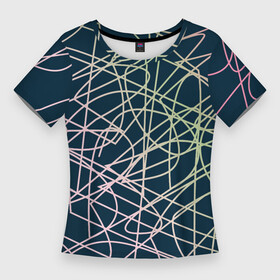 Женская футболка 3D Slim с принтом Абстрактные пересечения в Екатеринбурге,  |  | абстрактный | абстракция | градиент | искусство | линии | универсальный