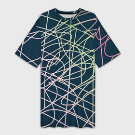 Платье-футболка 3D с принтом Абстрактные пересечения в Екатеринбурге,  |  | абстрактный | абстракция | градиент | искусство | линии | универсальный