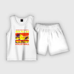 Детская пижама с шортами хлопок с принтом Летом лучше всего заниматься пляжным волейболом в Екатеринбурге,  |  | volleyball | волейбол | волейболист | волейбольный | вфв | мяч | пляжный волейбол | спорт