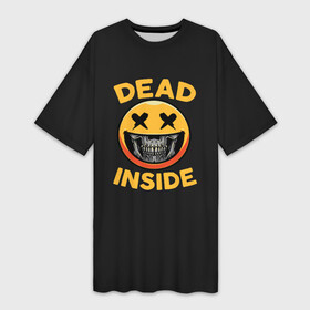 Платье-футболка 3D с принтом Дед Инсайд Смайл в Екатеринбурге,  |  | dead | face | ghoul | inside | monster | skull | smile | true | zxc | внутри | гуль | дед | инсайд | лицо | мертвый | монстр | смайл | улыбка | череп | чудовище