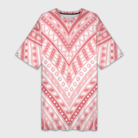 Платье-футболка 3D с принтом Абстракция в стиле дудл. Розовый и белый цвета. Линии, волны, вензеля. в Екатеринбурге,  |  | абстракция | белый | белый и розовый | вензель | вензеля | волнистый | геометрический | геометрия | дудл | коралловый | линии | монохромный | пастельные цвета | пастельный | полосатый
