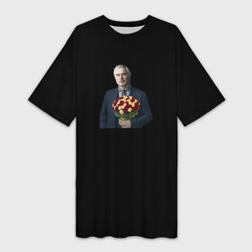 Платье-футболка 3D с принтом Валерий Меладзе с цветами в Екатеринбурге,  |  | девушке | любовь | подарок | цветы | человек